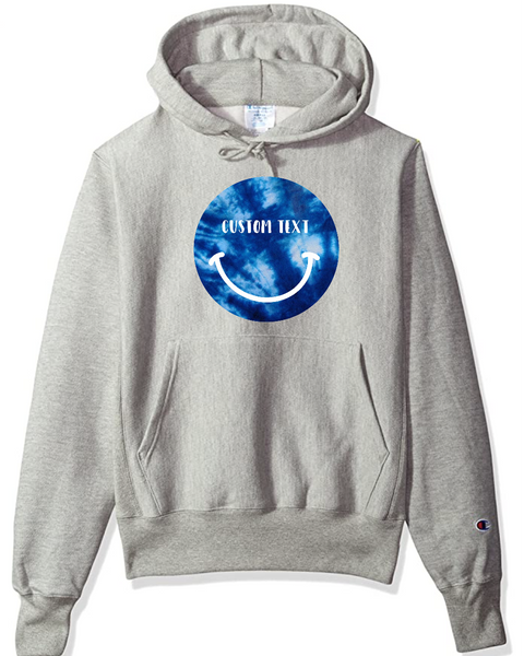 Champion Hoodie with Tie Dye Smiley Face