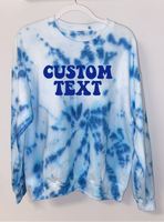 Tailgate/sorority gear in heavy 50% cotton, 50% poly for comfort & durability. Hand tie dyed in spiral design.  Gildan brand  Add your custom text at checkout