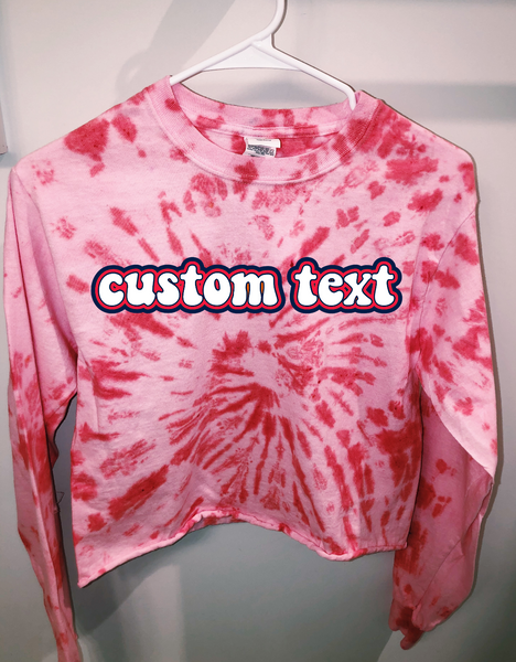 Tailgate/sorority gear in heavy 100% cotton for comfrt.  Hand tie dyed in spiral design.  Gildan brand  Add your custom text at checkout