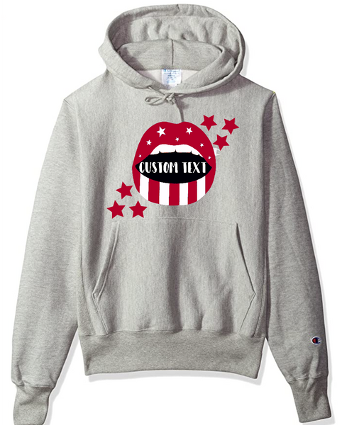 Champion Hoodie with Lips and Stars in Corner