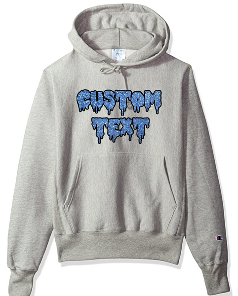 Champion Hoodie with Glitter Letters