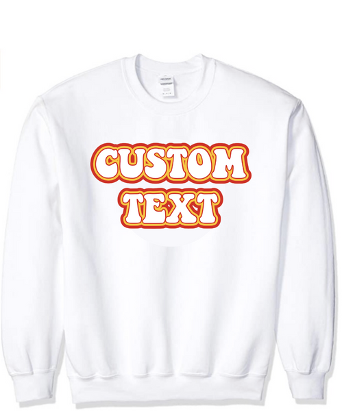 Sorority/Tailgate crewneck made of heavy 50% cotton, 50% poly for comfort and durability  Gildan brand  Add custom text at checkout