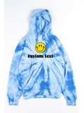 Tie Dye Hoodie with Smiley Face and Custom Text