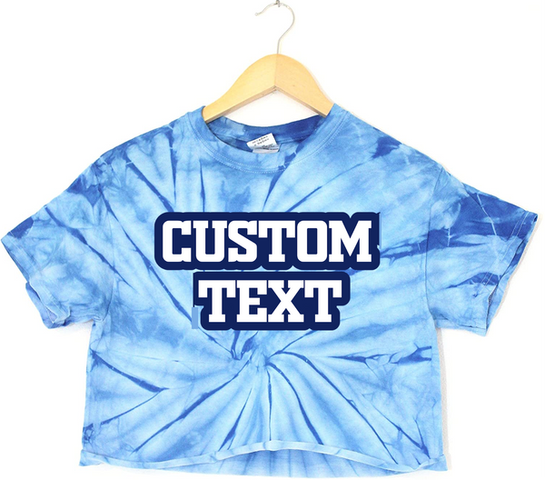 Tailgate/sorority gear in heavy 50% cotton, 50% poly for comfort & durability. Hand tie dyed in spiral design.  Gildan brand  Add your custom text at checkout