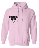 Add cutom text with smiley face on front chest