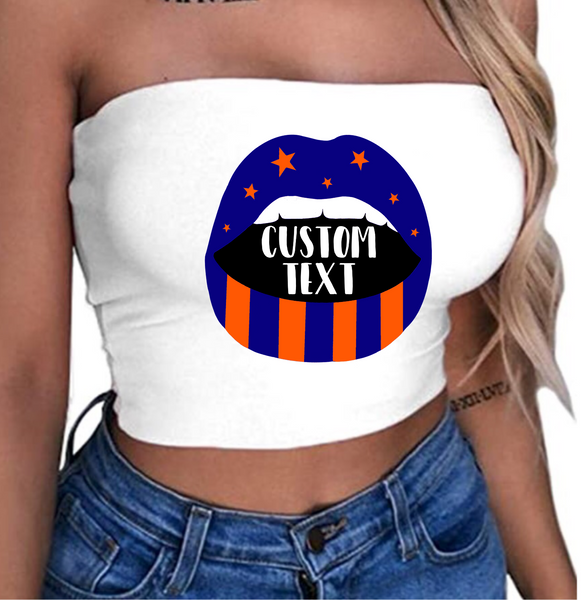 Cute Tailgate/Sorority tube top 90% polyester/10% spandex. Runs true to size  Add your custom text at checkout.