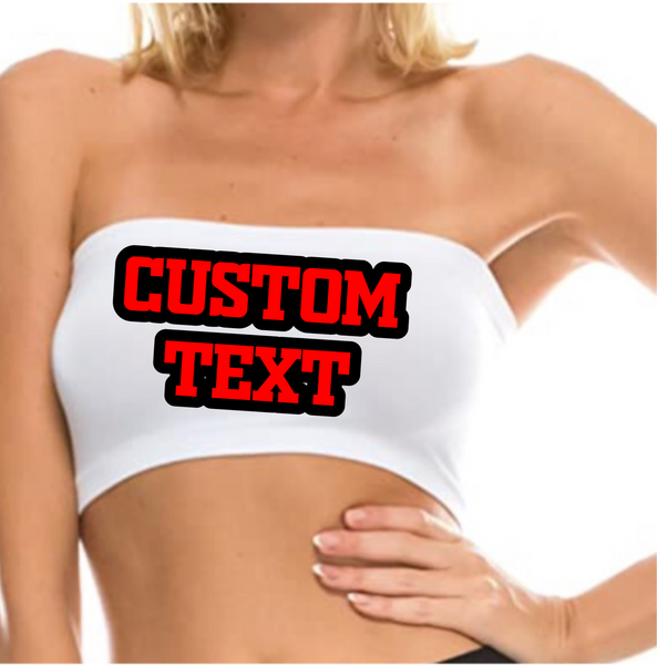 One size fits all.  92% nylon 8% spandex. Hand wash cold water. Tends to run small.  Add your custom text at checkout   