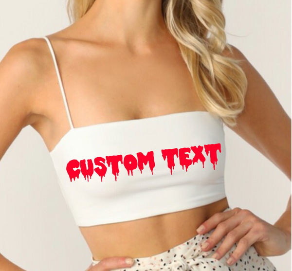 Cute Stretch-Knit cropped cami top. 92% cotton, 8% spandex for a comfy fit that holds it shape. Runs true to size. Dress it up with a skirt or pair with jeans.  Machine wash cold gentle.  Add custom text at checkout