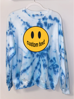 Tailgate/sorority gear in heavy 50% cotton, 50% poly for comfort & durability. Hand tie dyed in spiral design.  Gildan brand  Add your custom text at checkout