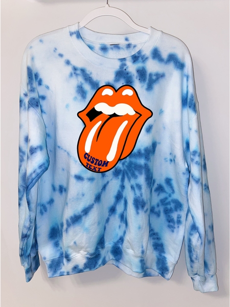 Rolling Stones Tongue Tie Dye Crewneck Sweatshirt Tailgate NJ