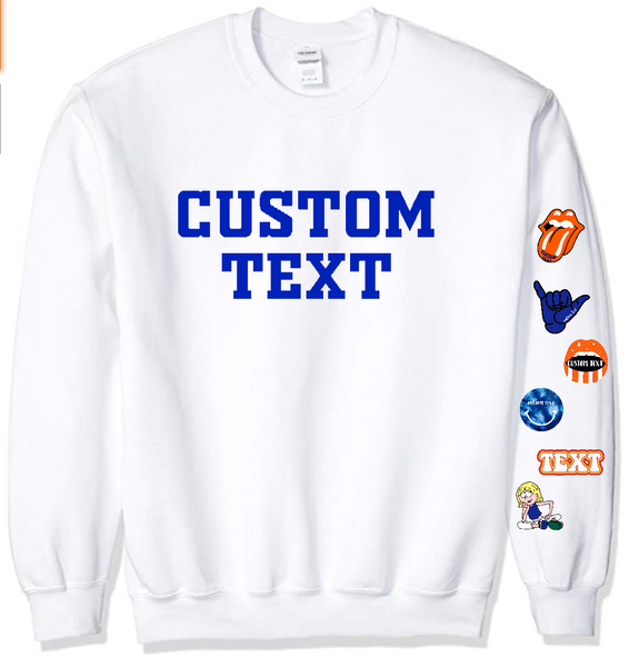 Sorority/Tailgate crewneck made of heavy 50% cotton, 50% poly for comfort and durability  Gildan brand  Add custom text at checkout