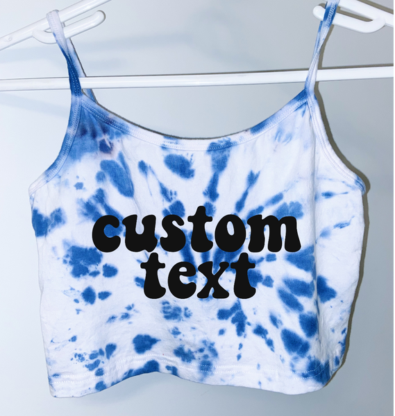 Tailgate/sorority gear in heavy 100% cotton for comfrt.  Hand tie dyed in spiral design.  Gildan brand  Add your custom text at checkout