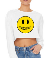 Super cute.  Can be cropped to belly button or super cropped to suit your tailgating/Sorority style. 100% combed heavy cotton by Gildan.  Add your custom text at checkout  