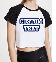 100% combed cotton.  Raglan sleeves cut for stylish tailgating. Can be cropped or super cropped to your style.  ALL BELLY BUTTON LENGTH CROPPED UNLESS SPECIFIED OTHERWISE  Add custom text at checkout