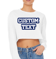 Super cute.  Can be cropped to belly button or super cropped to suit your tailgating/Sorority style. 100% combed heavy cotton by Gildan.  Add your custom text at checkout  