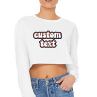 Super cute.  Can be cropped to belly button or super cropped to suit your tailgating/Sorority style. 100% combed heavy cotton by Gildan.  Add your custom text at checkout  