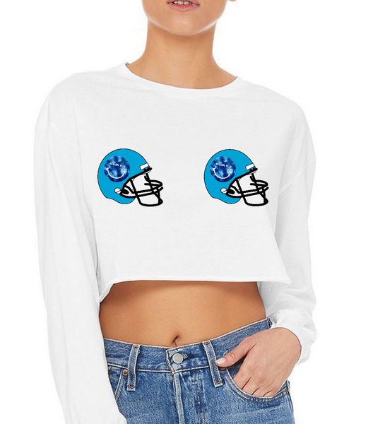 Super cute.  Can be cropped to belly button or super cropped to suit your tailgating/Sorority style. 100% combed heavy cotton by Gildan.  Add your custom text at checkout  