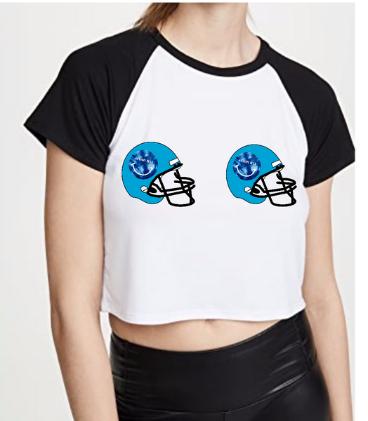 Baseball Tee with 2 Football Helmets